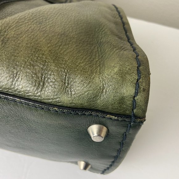 Authentic Chloe  Edith Green Leather Satchel Bag Purse Travel Bag - Picture 13 of 14